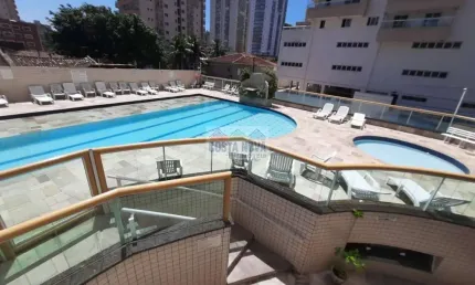 Apartamento 1 dormitório, 1 banheiro, 1 vaga de garagem. Lazer completo e vista mar