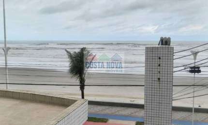 Apto 2 dormitórios com suíte e varanda gourmet frente mar no Centro de Mongaguá ? Vista incrível