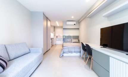 Estúdio para locação ou venda com 33m², 1 quarto, 1 suíte, 1 vaga ao lado da FAAP em Higienópolis