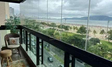 Apartamento frente mar a venda com 107m², 3 quartos, 2 vagas na pompéia -santos