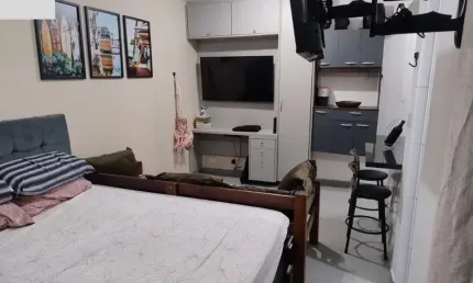 Apartamento à venda em santos-sp, na ponta da praia: 1 quarto, 1 banheiro, 1 vaga, 34m² de área. venha conhecer!