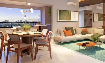 Apartamento 96m2, 2 dormitórios (2 suítes), 1 vaga de garagem, no embaré - santos/sp