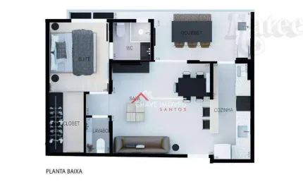 Apartamento com 1 dormitório à venda, 54 m² por R$ 660.000,00 - Boqueirão - Santos/SP