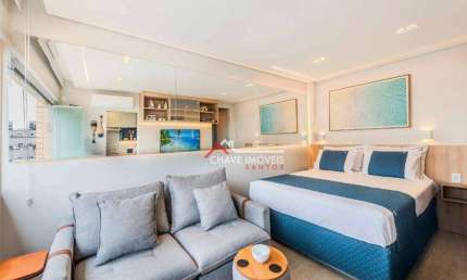 Studio com 1 dormitório, 22 m² - venda por R$ 550.000,00 ou aluguel por R$ 4.500,02/mês - Embaré - Santos/SP
