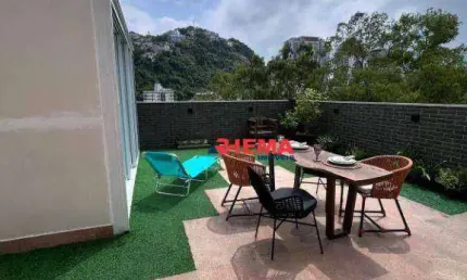 Apartamento garden com 2 dormitórios para alugar, 124 m² por r$ 9.500,00/mês - josé menino - santos/sp