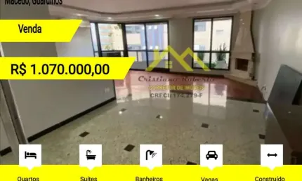 Apartamento para venda em guarulhos, macedo, 3 dormitórios, 3 suítes, 4 banheiros, 3 vagas