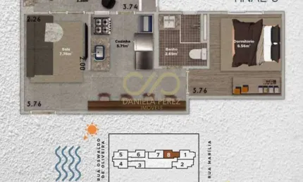 Apartamento com 1 quarto à venda no Boqueirão, Praia Grande 