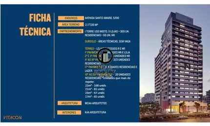 Studio para venda - 22.7m², 1 dormitório, santo amaro