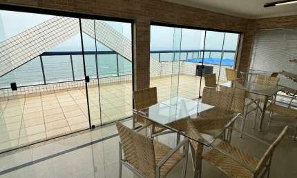 Linda Cobertura duplex frente mar com 4 dormitórios no centro da Vila Caiçara- Praia Grande-SP