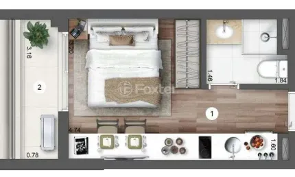 Apartamento com 1 quarto à venda na Rua Alexandre Dumas, 330, Chácara Santo Antônio, São Paulo, 28 m2 por R$ 350.000