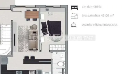Apartamento com 1 quarto à venda na avenida alexandre luiz, 205, jardim itu sabará, porto alegre, 42 m2 por r$ 176.000