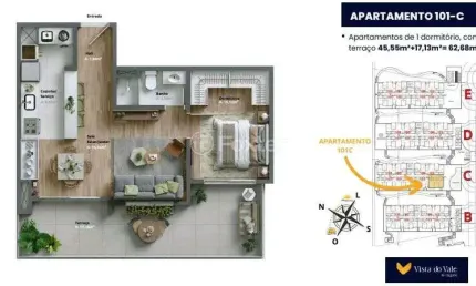 Apartamento com 2 quartos à venda na avenida primeiro de maio, 1700, várzea grande, gramado, 62 m2 por r$ 594.150