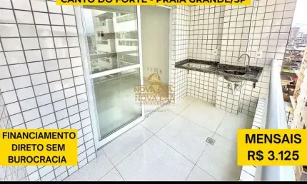 Canto do forte, r$ 160 mil  entrada - 2 dorm, 1 suíte c/varanda, 1 vaga,  lazer