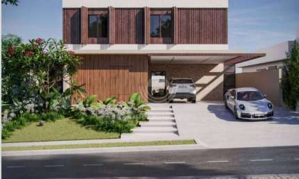 Casa em Condomínio, Nova com 342m2 construção em um terreno de 491m2.