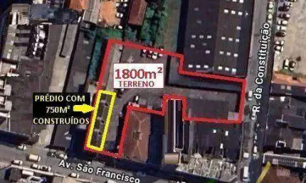 MARAVILHOSO IMOVEL COMERCIAL com TERRENO DE 1800m² de ÁERA &amp; PRÉDIO  com 750m² CONSTRUÍDOS - TOTALIZANDO 2300 METROS - VENDA - LOCAÇÃO - CENTRO/SANTOS