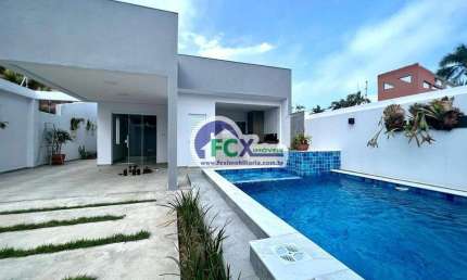 Casa para Venda em Itanhaém, Balneário Tupy, 3 dormitórios, 2 suítes, 1 banheiro, 3 vagas
