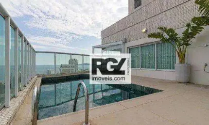 Espetacular cobertura com vista panorâmica do mar, 272 m² por r$ 4.890.000 - boqueirão - santos/sp
