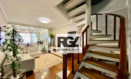 Cobertura com 3 dormitórios à venda, 250 m² por r$ 1.890.000,00 - ponta da praia - santos/sp