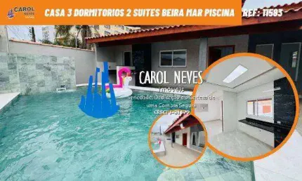 CASA 3 DORMITORIOS 2 SUITES BEIRA MAR PISCINA MONGAGUA