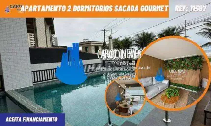 Apartamento 2 dormitorios sacada gourmet piscina lado praia praia grande
