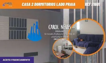 CASA 2 DORMITORIOS LADO PRAIA FINANCIAMENTO BANCARIO MONGAGUA