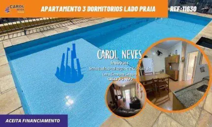 Apartamento 3 dormitorios lado praia financiamento bancario praia grande