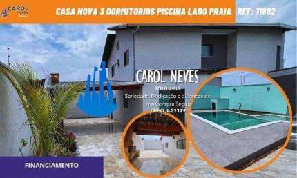 CASA TERREA NOVA 3 DORMITORIOS PISCINA LADO PRAIA FINANCIAMENTO ITANHAEM