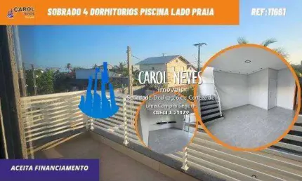Sobrado 4 dormitorios piscina lado praia  financiamento bancario itanhaem
