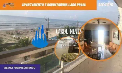 APARTAMENTO 3 DORMITORIOS LADO PRAIA FINANCIAMENTO CENTRO DE MONGAGUA