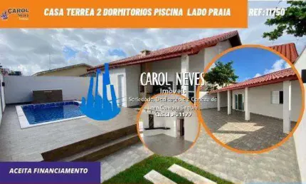 Casa terrea 2 dormitorios piscina lado pista financiamento itanhaem