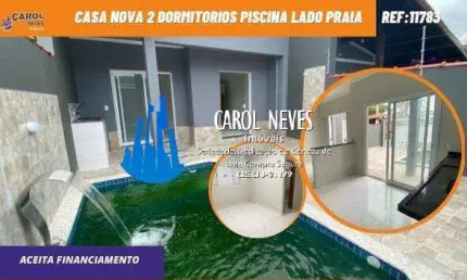 CASAS NOVAS 2 DORMITORIOS PISCINA LADO PRAIA FINANCIAMENTO MONGAGUA