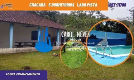 CHACARA COM PISCINA 220M² 3 DORMITORIOS LADO PISTA ITANHAEM