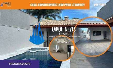 CASA 3 DORMITORIOS PISCINA LADO PRAIA FINANCIAMENTO BANCARIO  ITANHAEM