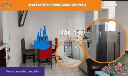 Apartamento 2 dormitorios lado praia financiamento bancario praia grande