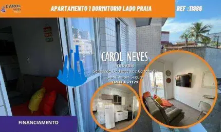 Apartamento 1 dormitorio lado praia financiamento praia grande