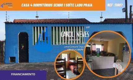 CASA 4 DORMITORIOS 1 SUITE LADO PRAIA FINANCIAMENTO BANCARIO MONGAGUA