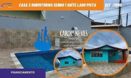 Casa 3 dormitorios piscina lado pista financiamento oceanopolis mongagua