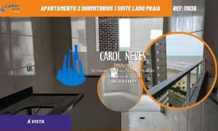 Apartamento 2 dormitorios 1 suite lado praia a vista praia grande