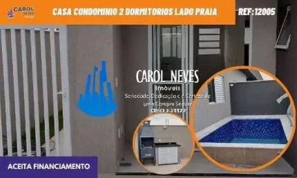 Casa condominio 2 dormitorios lado praia financiamento itanhaem