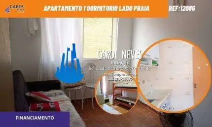APARTAMENTO 1 DORMITORIO LADO PRAIA FINANCIAMENTO MONGAGUA