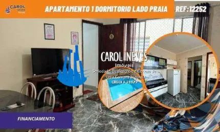 Apartamento 1 dormitorio lado praia financiamento praia grande