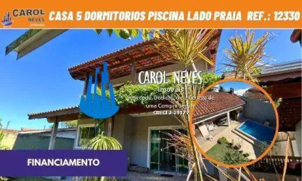 CASA 5 DORMITORIOS EDICULA PISCINA FINANCIAMENTO BANCARIO ITANHAEM