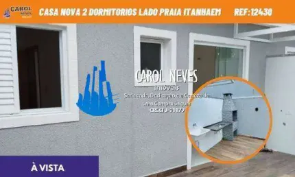 CASA NOVA CONDOMINIO 2 DORMITORIOS LADO PRAIA REPASSE CIBRATEL II ITANHAEM