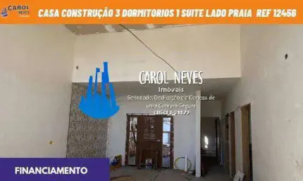 CASA CONSTRUCAO 3 DORMITORIOS 1 SUITE LADO PRAIA FINANCIAMENTO ITANHAEM