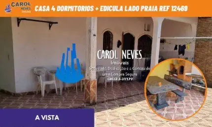 Casa 4 dormitorios 2 suite edicula lado praia a vista mongagua