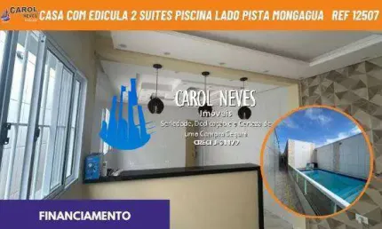 Casa edicula 2 suites piscina lado pista financiamento mongagua