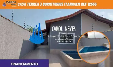 Casa 3 dormitorios piscina lado pista financiamento bancario itanhaem