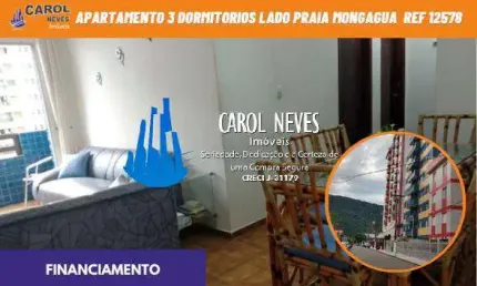 Apartamento 3 dormitorios lado praia financiamento mongagua