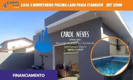 CASA 3 DORMITORIOS PISCINA LADO PRAIA FINANCIAMENTO ITANHAEM
