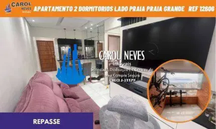 Apartamento 2 dormitoiros 1 suite piscina lado praia repasse praia grande